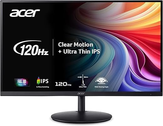 Acer SH272 G0bih 27" IPS Full HD (1920 x 1080) Ultra-Thin Gaming Office Monitor | Adaptive-Sync Support (FreeSync Compatible) | Up to 120Hz Refresh | 1ms (VRB) | Adjustable Stand | HDMI & VGA Ports