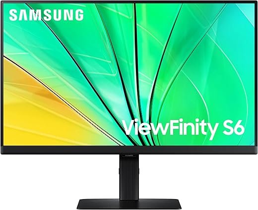 SAMSUNG 24" ViewFinity S6 (S60D) Series QHD High Resolution Computer Monitor, 100Hz, HDR10, Multiple Ports w/HDMI, DisplayPort, USB-A, Easy Setup, Height Adjustable Stand, LS24D606EANXZA, 2024